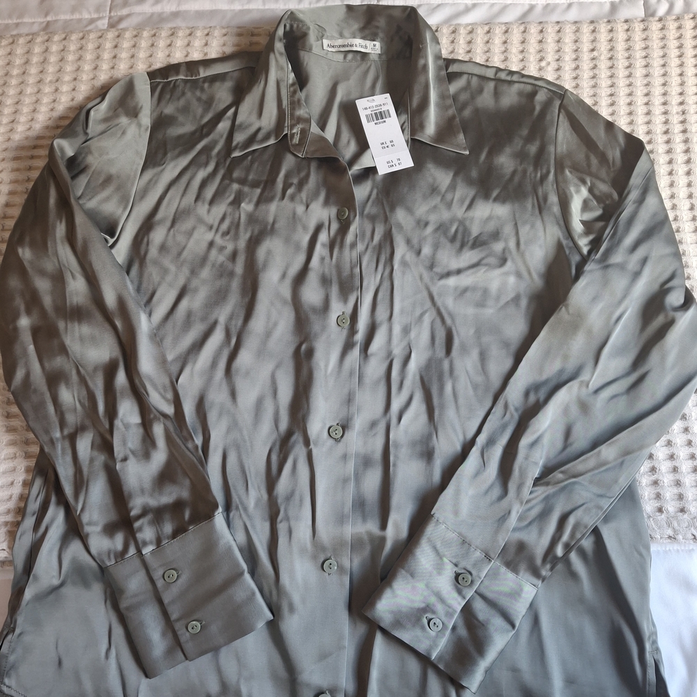 Abercrombie & Fitch Green Satin Blouse